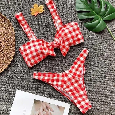 Brazilian Plaid Push Up Bikini - Bikini